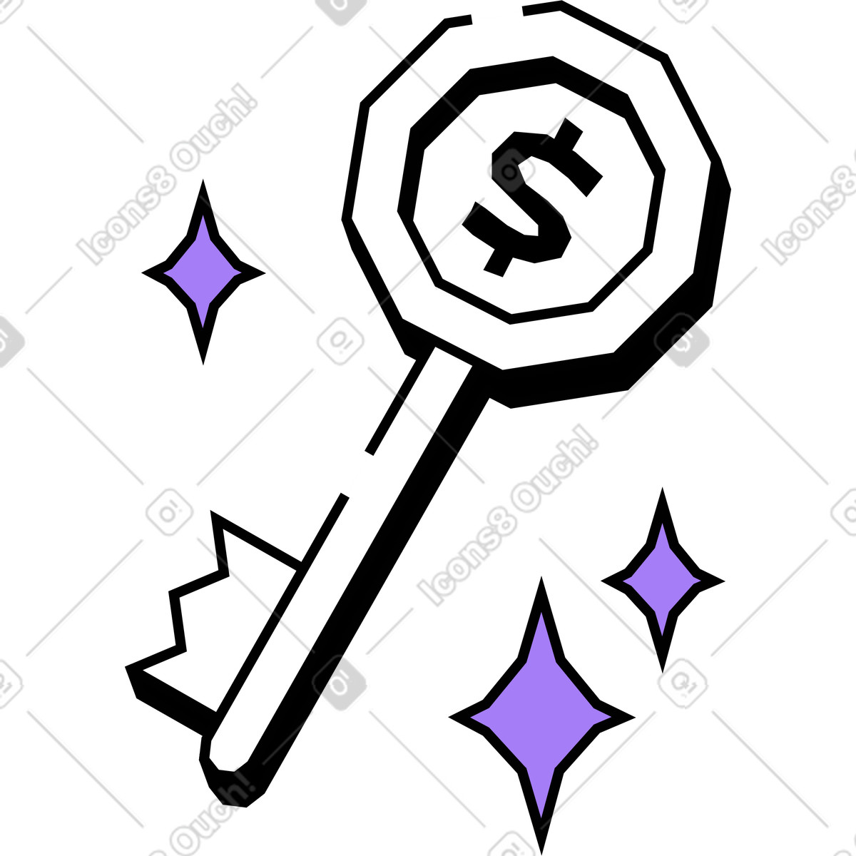 Ilustración Llave de dólar en estilo Amethyst a descargar en PNG y SVG