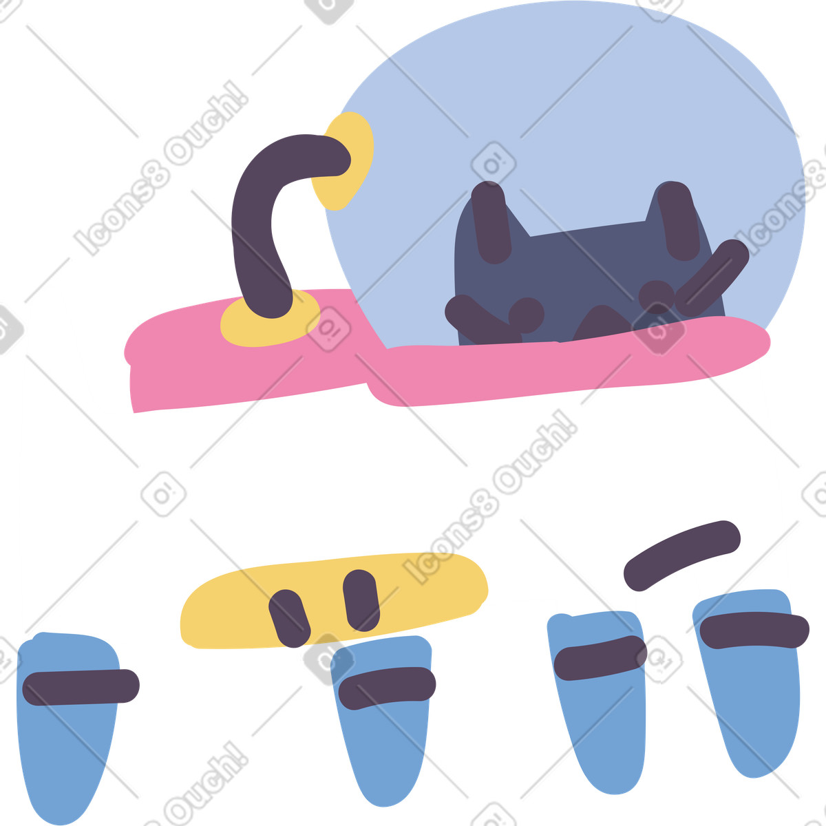 Pluto スタイルの Astronaut cat のイラストをPNG、SVG形式でダウンロード