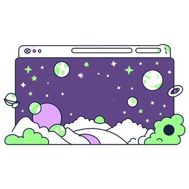 A website banner featuring a vast night sky filled with various celestial elements. In the background, there are numerous stars scattered across the canvas, twinkling brightly. A variety of planets are illustrated throughout the scene, each with distinct sizes and details; some have rings while others show surface textures. The banner is designed to convey movement, with some stars and planets appearing to shift or glide across the space, creating a dynamic visual effect. The overall composition is balanced and eye-catching, inviting viewers to explore the space-themed site.