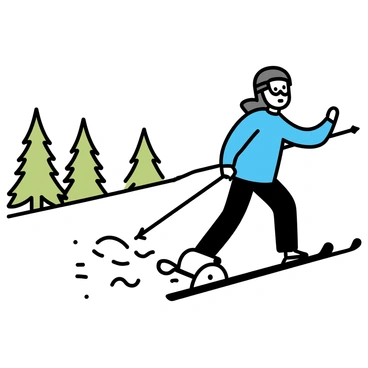 A person with a disability is skiing down a snowy slope, using specialized adaptive skiing equipment. The individual is wearing a blue ski jacket and black snow pants, with a helmet and goggles for safety. The adaptive equipment includes a sit-ski, which allows them to navigate the slope effectively. Snow is flying up around them as they glide down, with tall pine trees lining the slope in the background. The sky above is clear and bright, suggesting a sunny winter day.