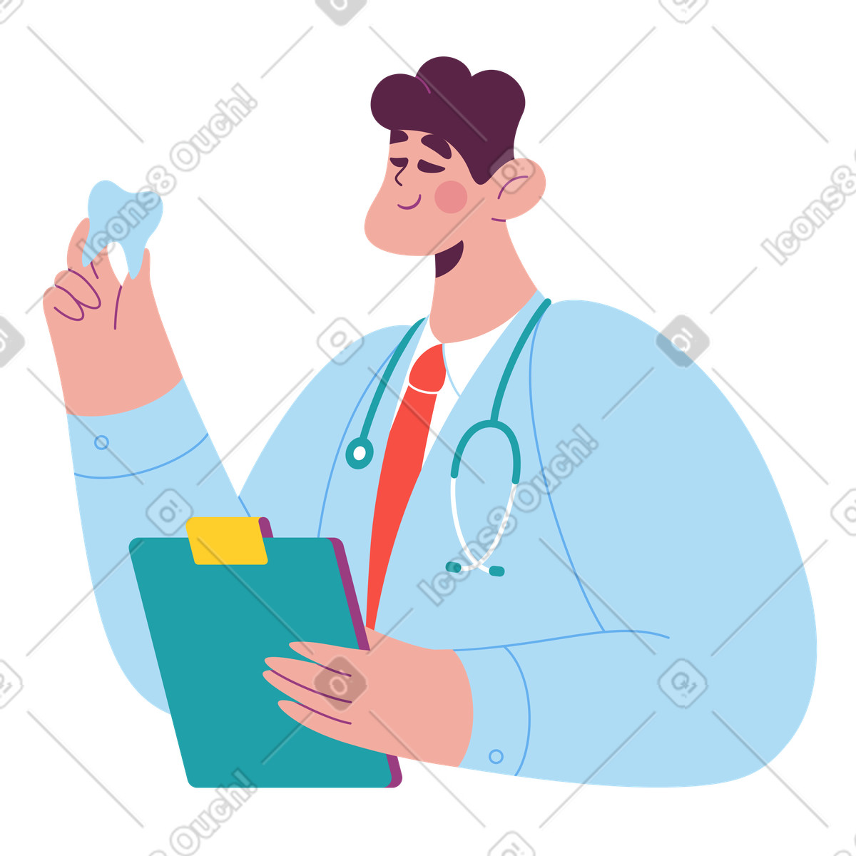 Ilustração de Dentista segurando um modelo dente em no estilo Sammy para baixar em PNG, SVG