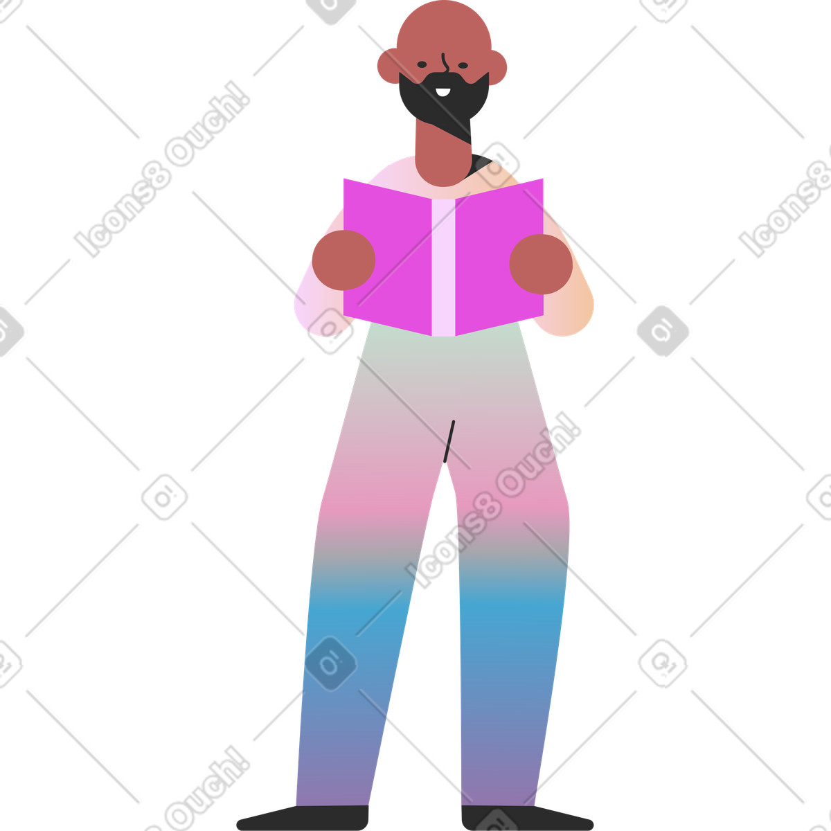 Marginalia スタイルの Man reading のイラストをPNG、SVG形式でダウンロード