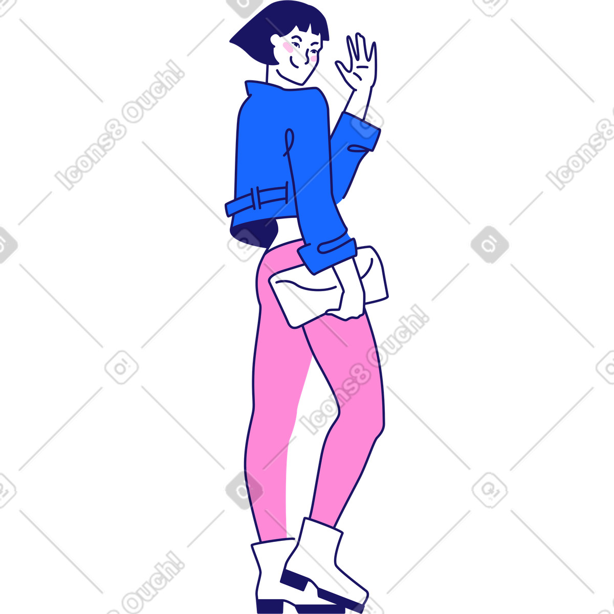Illustration Femme aux cheveux courts dans le style Matey à télécharger formats PNG, SVG