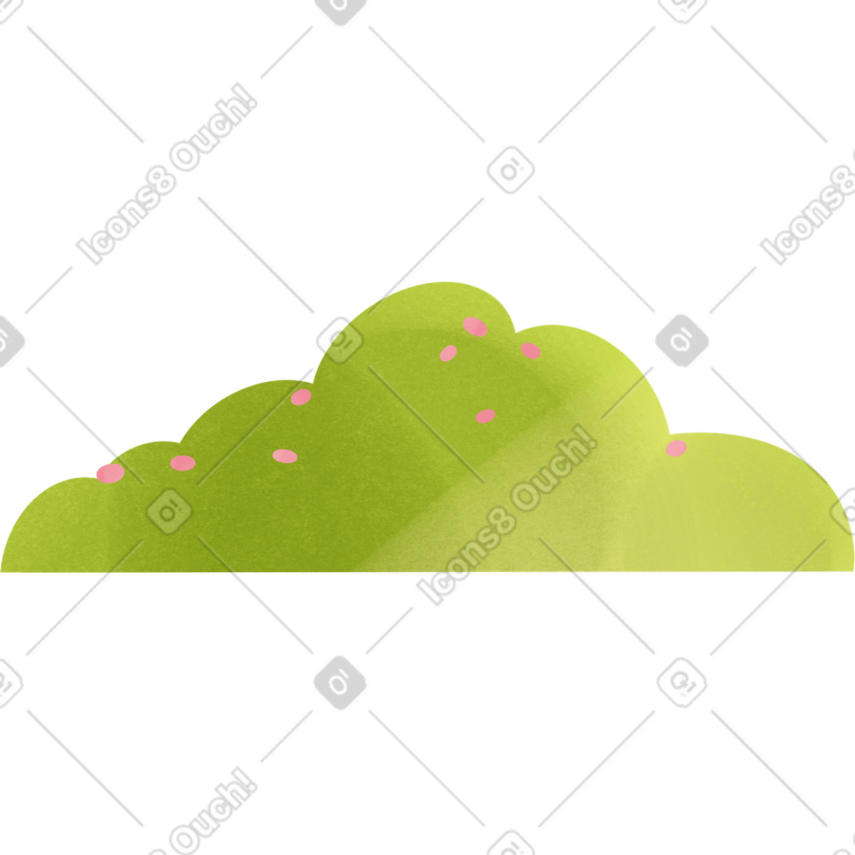 Green bush with flowers illustration in Shine style download in PNG, SVG