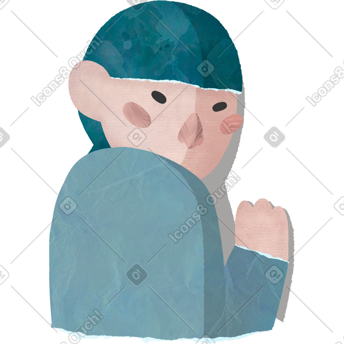下载 Papery 风格的 男孩 插画，支持 PNG、SVG 格式