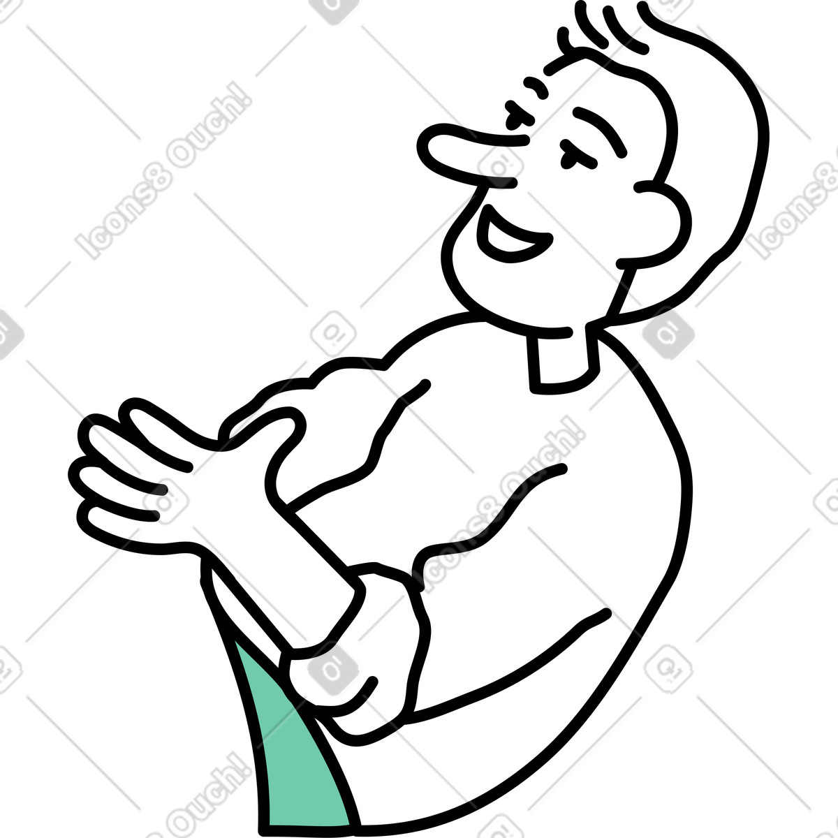 Relaxed man saying something illustration in Notes style download in PNG, SVG