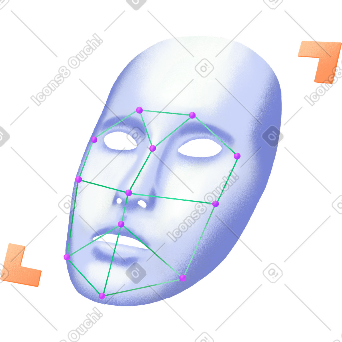 Mask with identification points illustration in Smart style download in PNG, SVG
