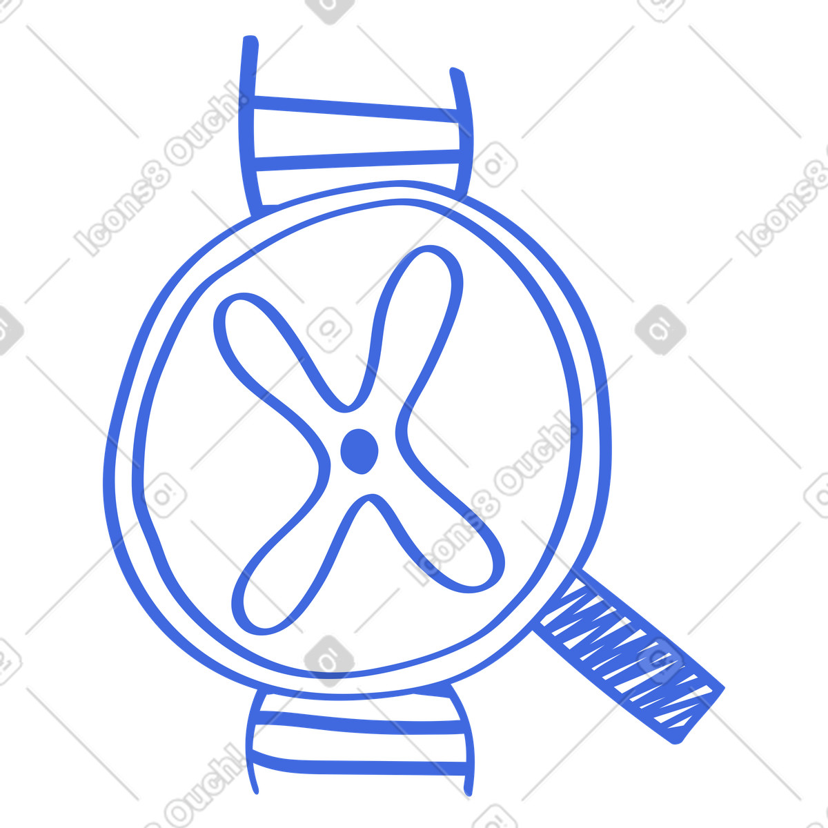 Ilustración Candy wrapped sweet with magnifying glass inspecting center detail en estilo Ballpoint Pen a descargar en PNG y SVG