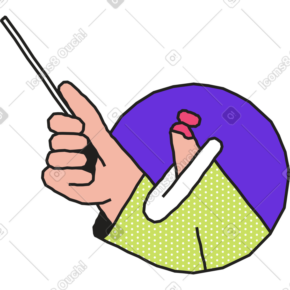 Woman with a pointer in a circle illustration in PNG, SVG