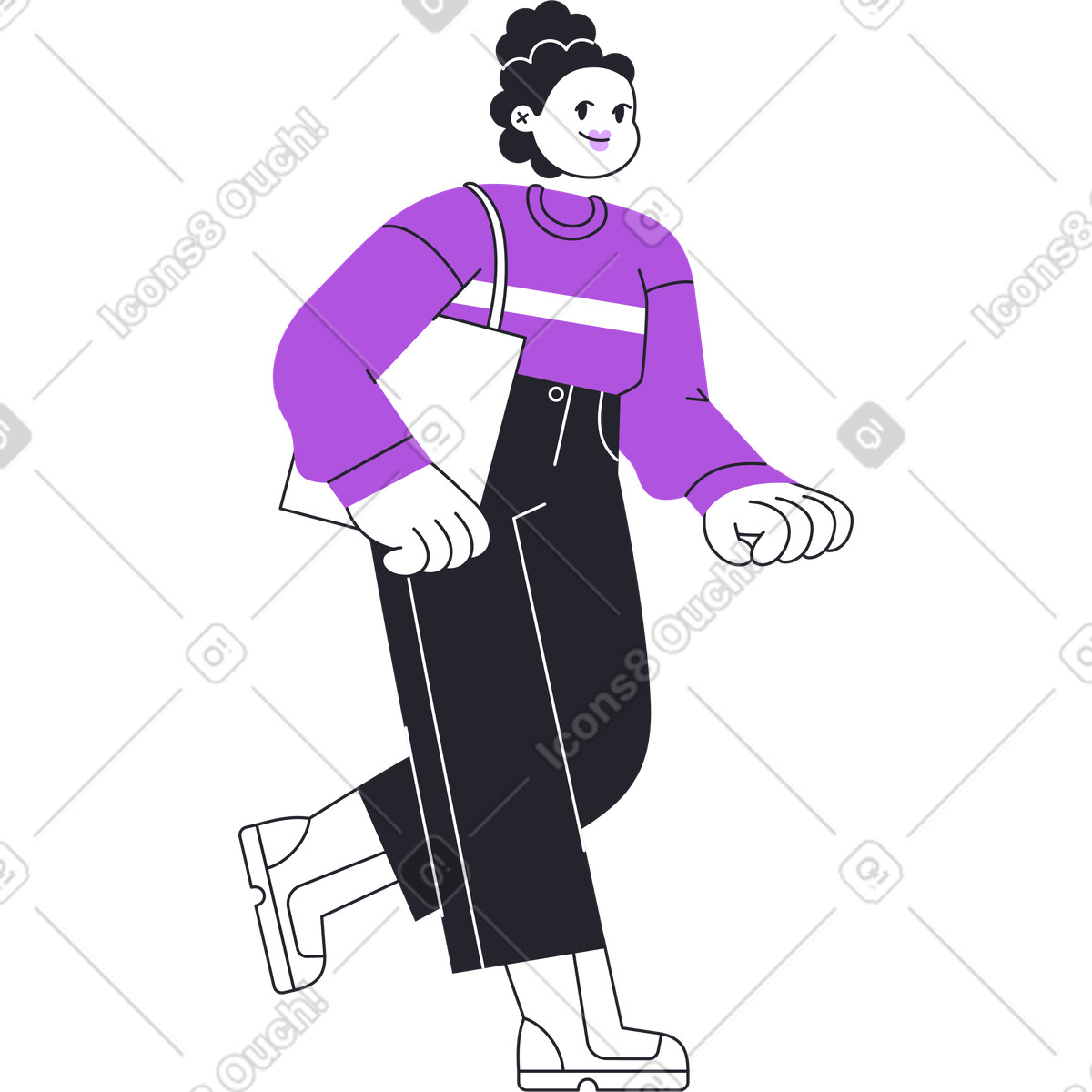 Ilustração de Mulher anda segurando algo em no estilo Grapy para baixar em PNG, SVG