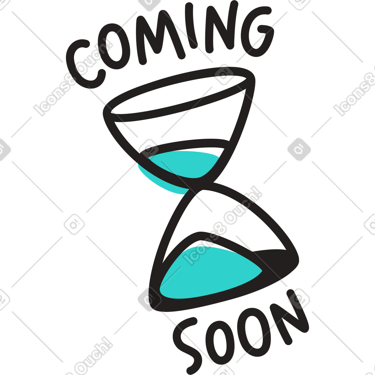 Text folgt in kürze mit glasshour-Illustration im Little-Stil als Download PNG, SVG