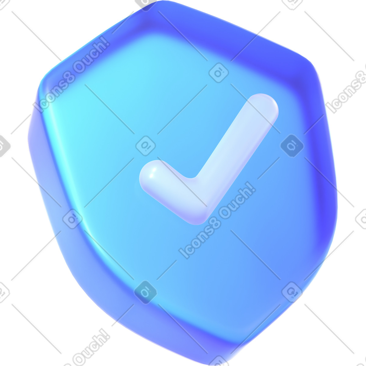 Glass security shield illustration in 3D Glassy style download in PNG, SVG