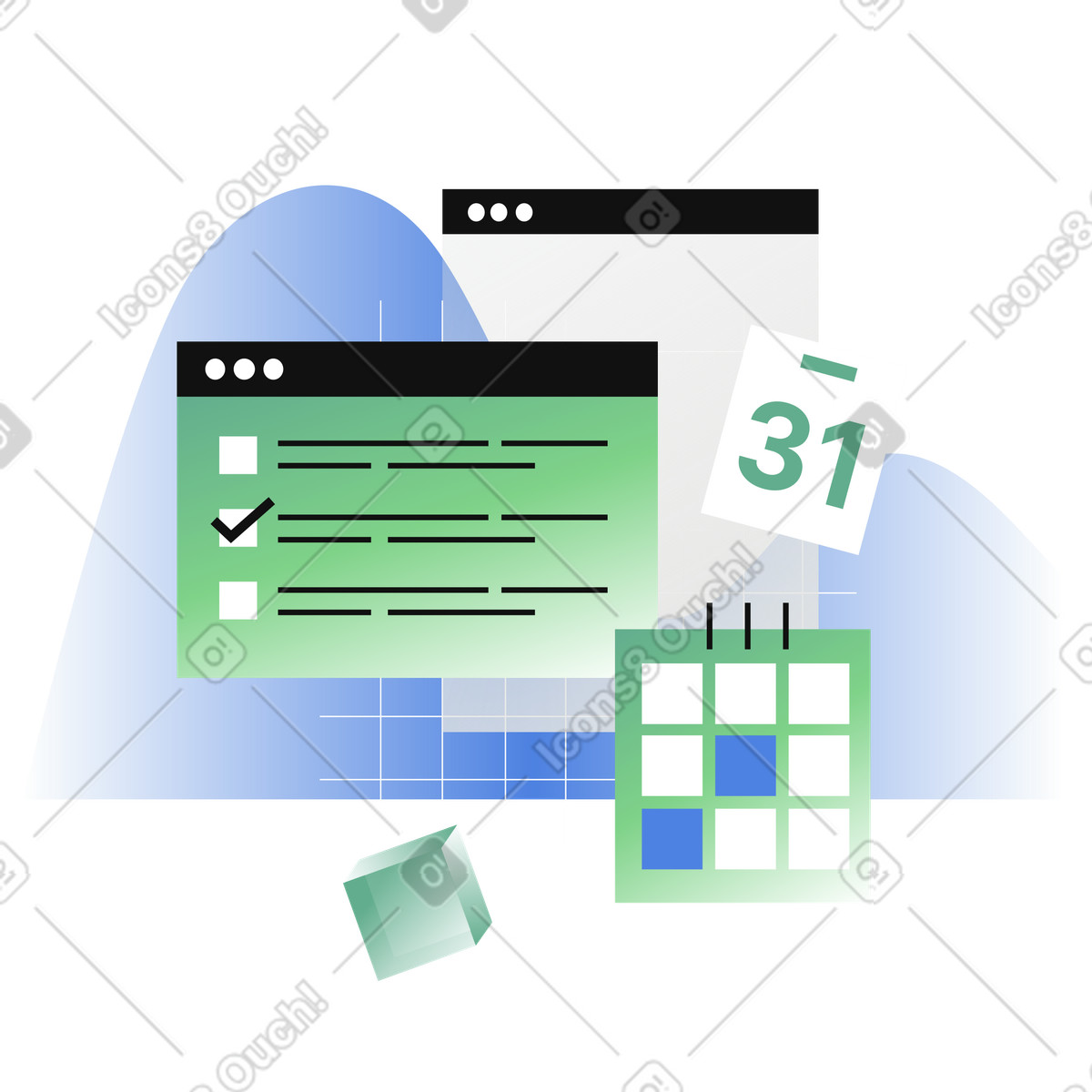 Task management system for productivity illustration in PNG, SVG