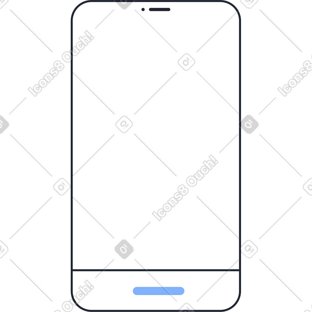 Big white mobile phone illustration in Pablita style download in PNG, SVG