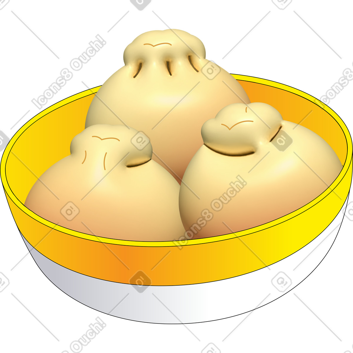 A bowl of dumplings illustration in Pop style download in PNG, SVG