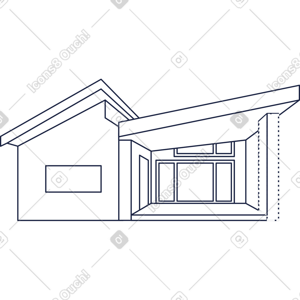 Townhouse on background illustration in Urban Line style download in PNG, SVG