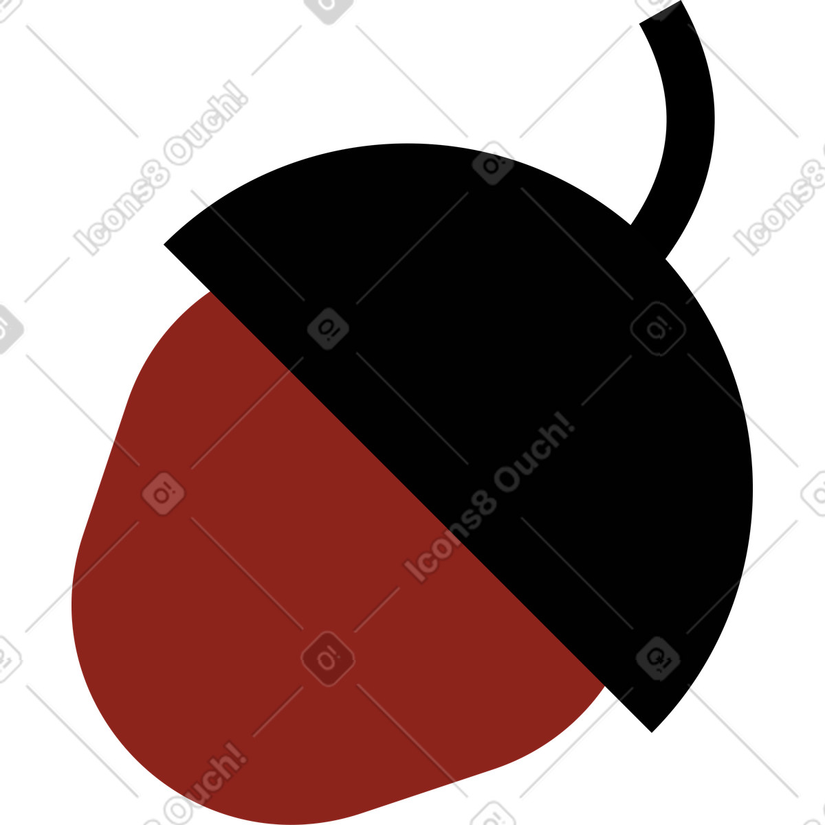 Burgundy 스타일의 도토리 일러스트레이션 PNG, SVG 다운로드