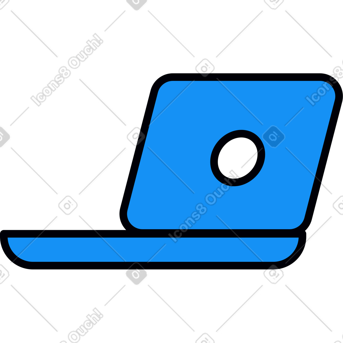 下载 Droll 风格的 蓝色打开笔记本电脑 插画，支持 PNG、SVG 格式