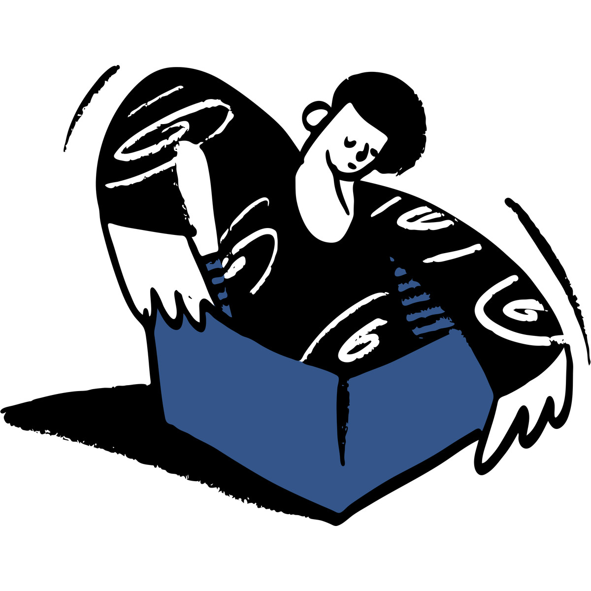 Uomo che esce dalla scatola illustrazione in stile Open Doodles scarica in PNG, SVG