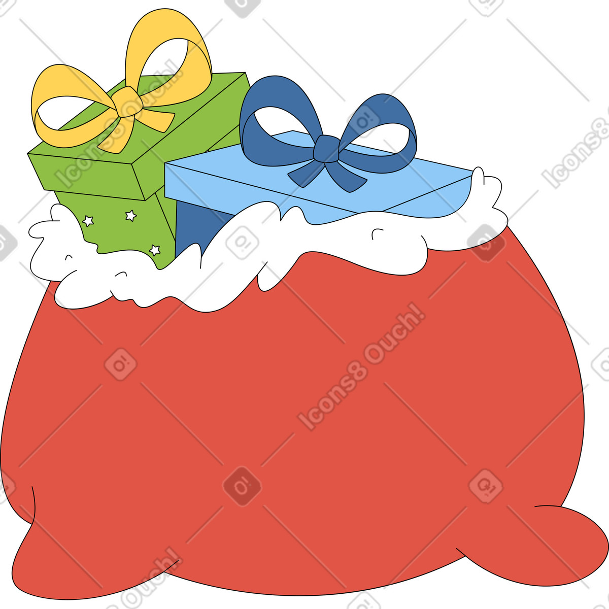 Gift bag illustration in Sitcom style download in PNG, SVG