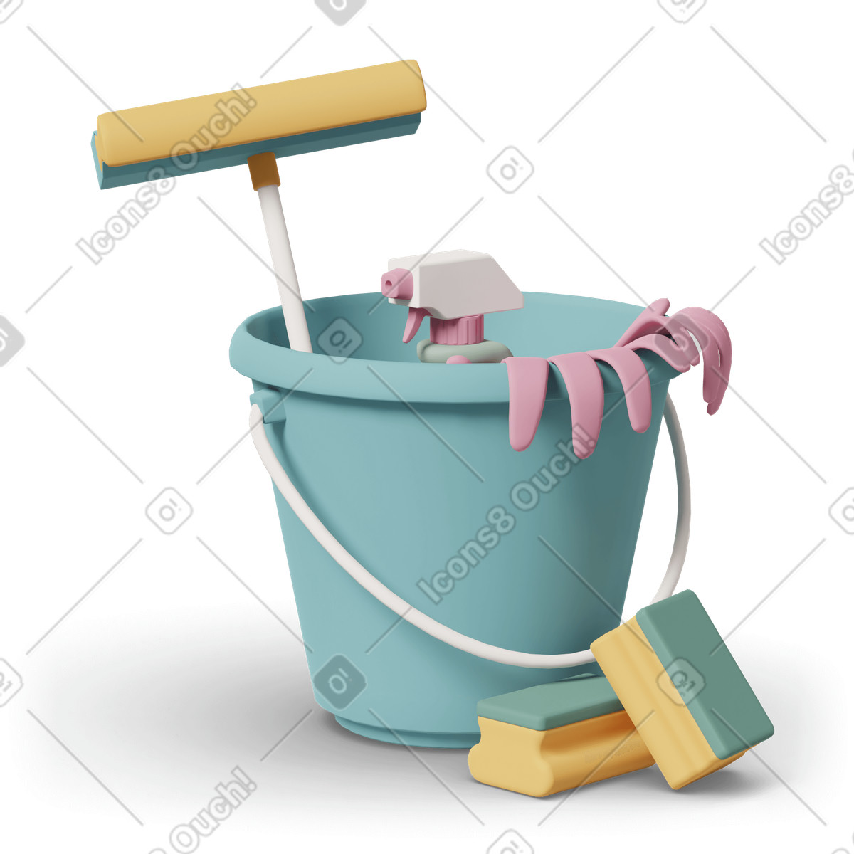 3D Casual life スタイルの Cleaning supplies のイラストをPNG、SVG形式でダウンロード
