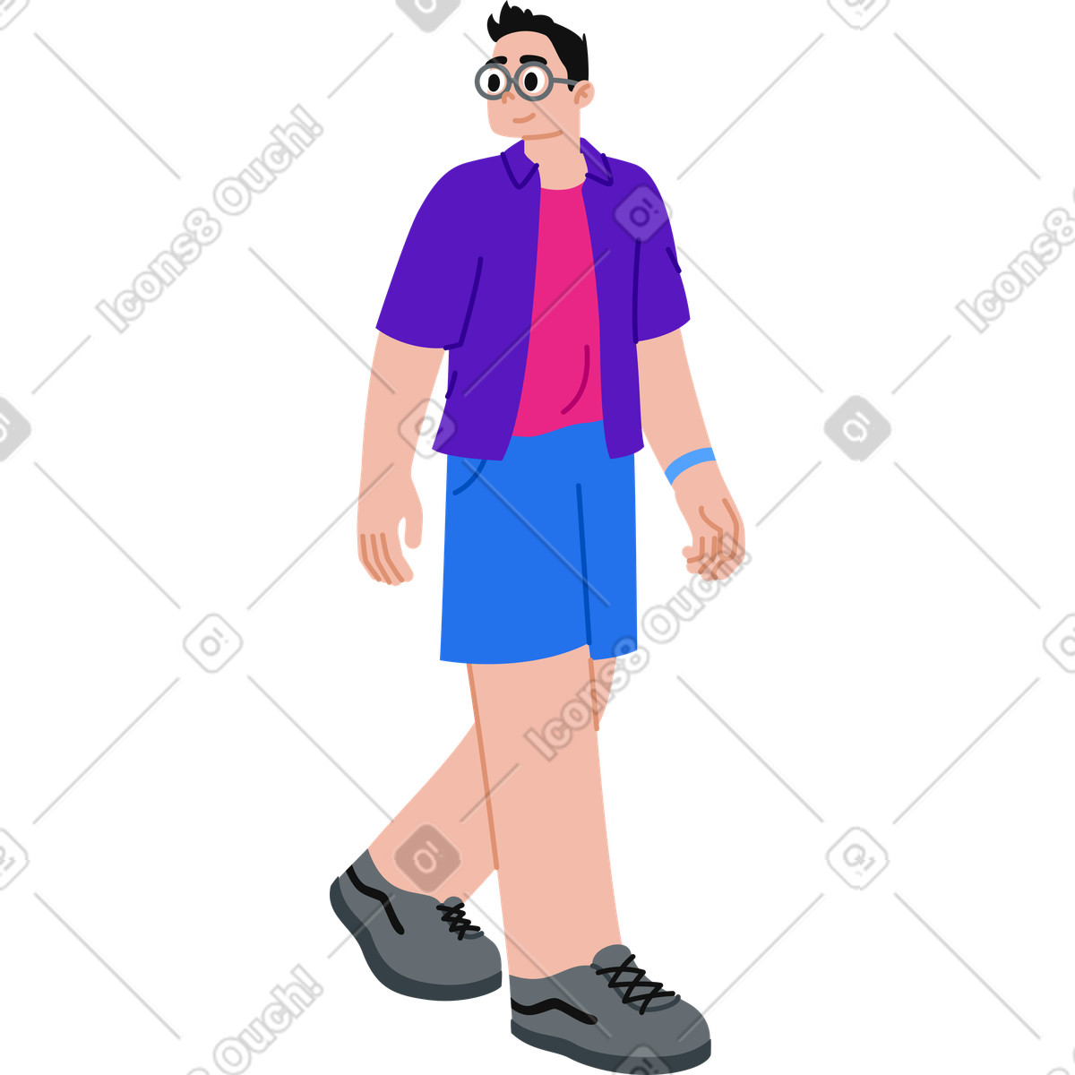 Young man walking and looking back illustration in Active style download in PNG, SVG