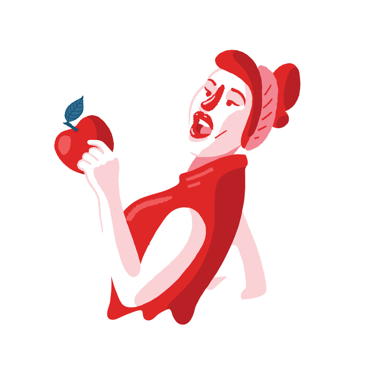 Woman eating an apple for health benefits illustration in Cherry style download in PNG, SVG