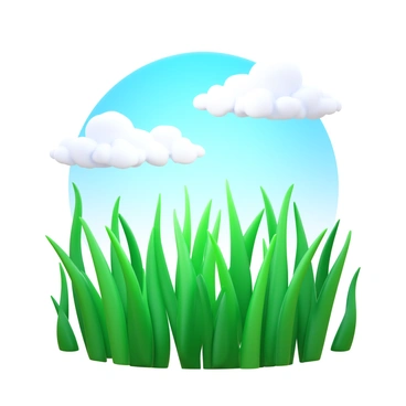 Tall green grass swaying gently in the wind. A cold front is moving across the scene, creating a sense of motion in the grass. Fluffy white clouds are drifting in the sky above the meadow. The sunlight is breaking through the clouds, casting soft shadows on the ground. The grass appears vibrant and lush, reflecting the changes in temperature.