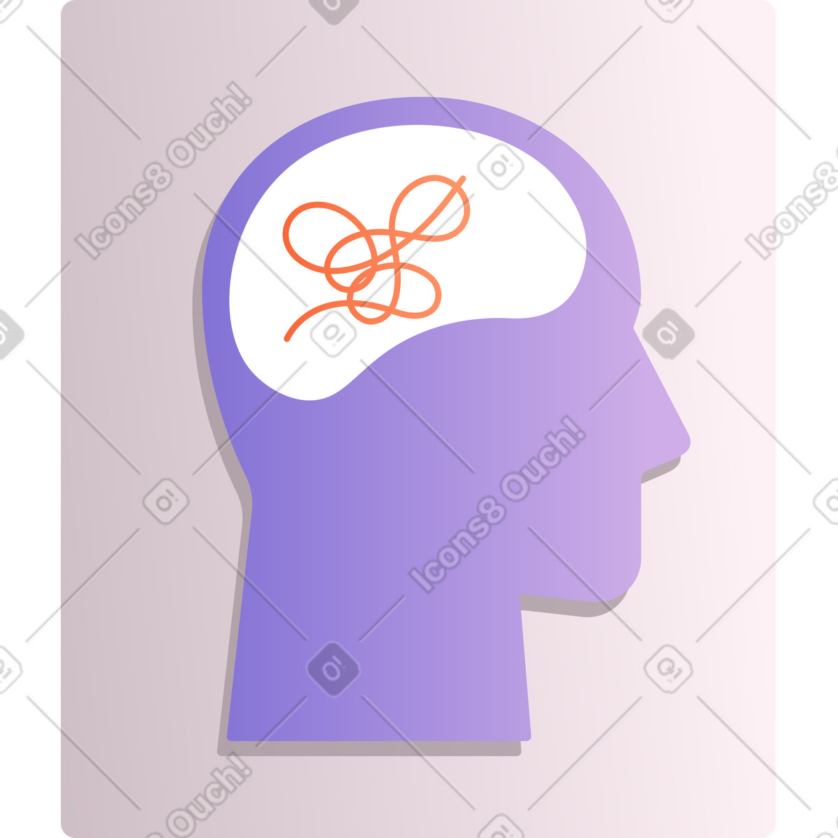 Poster mit kopf und gedanken-Illustration im Silky-Stil als Download in PNG, SVG