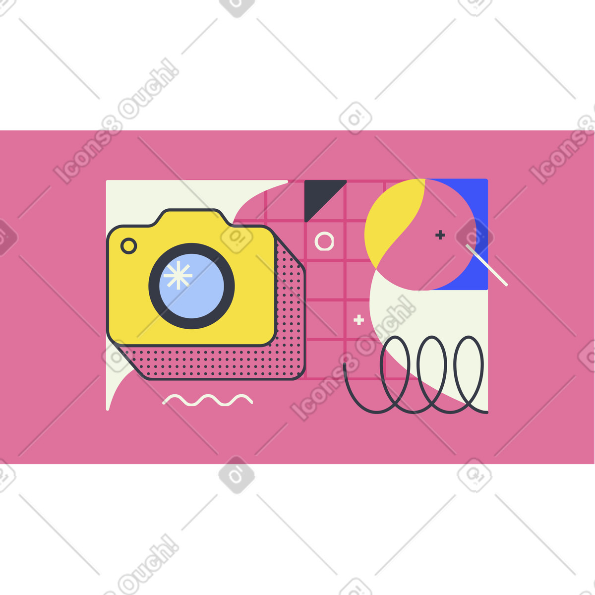 Camera access permission or camera monitoring animated illustration in Abstract style download in GIF, Lottie (JSON), AE