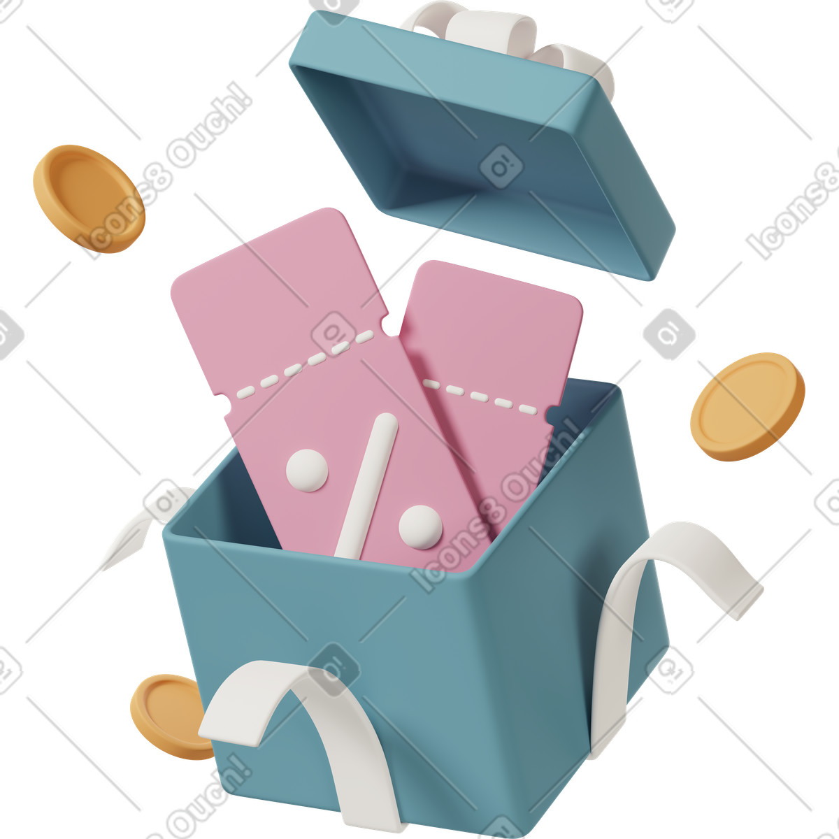 Open box with coupons animierte Illustration im 3D Casual life-Stil als Download in GIF, Lottie (JSON), AE