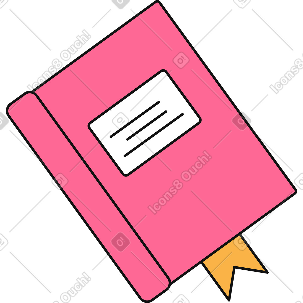 Pink book with a bookmark illustration in Bloom style download in PNG, SVG
