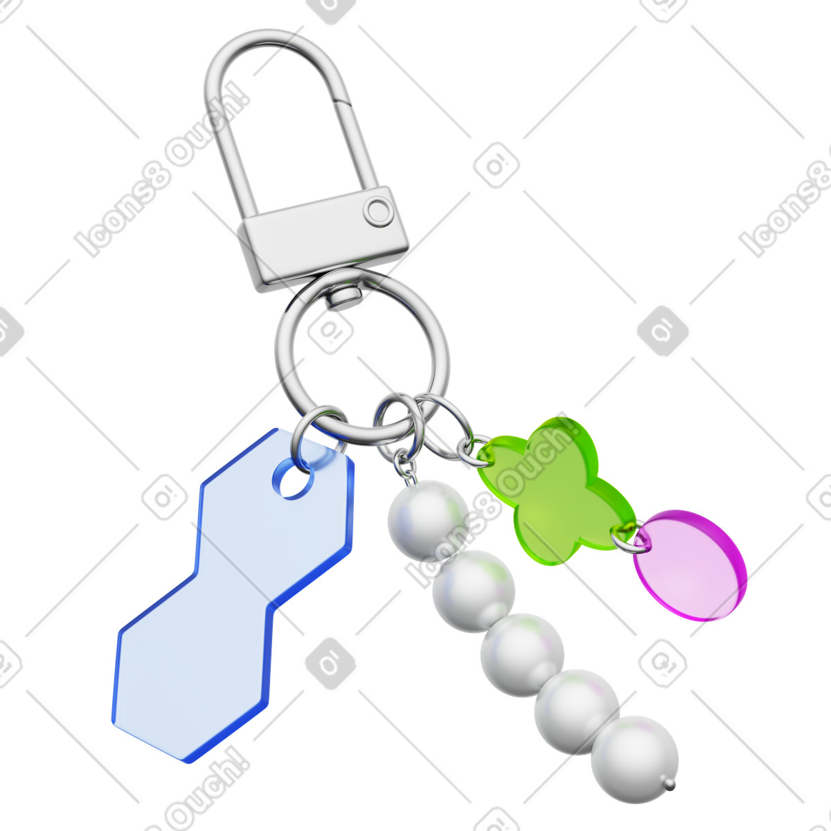 Keychain pearl beads, Geometric charms, Fashion key accessory illustration in 3D Playful style download in PNG, SVG