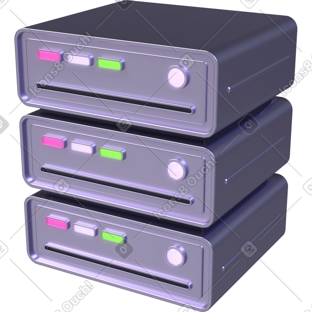 Stack di server, archiviazione dati, hardware rete illustrazione in stile 3D Boost scarica in PNG, SVG