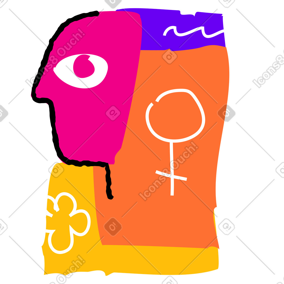 Girl power with venus symbol, Feminism and women's empowerment illustrazione in stile Puzzle scarica in PNG, SVG