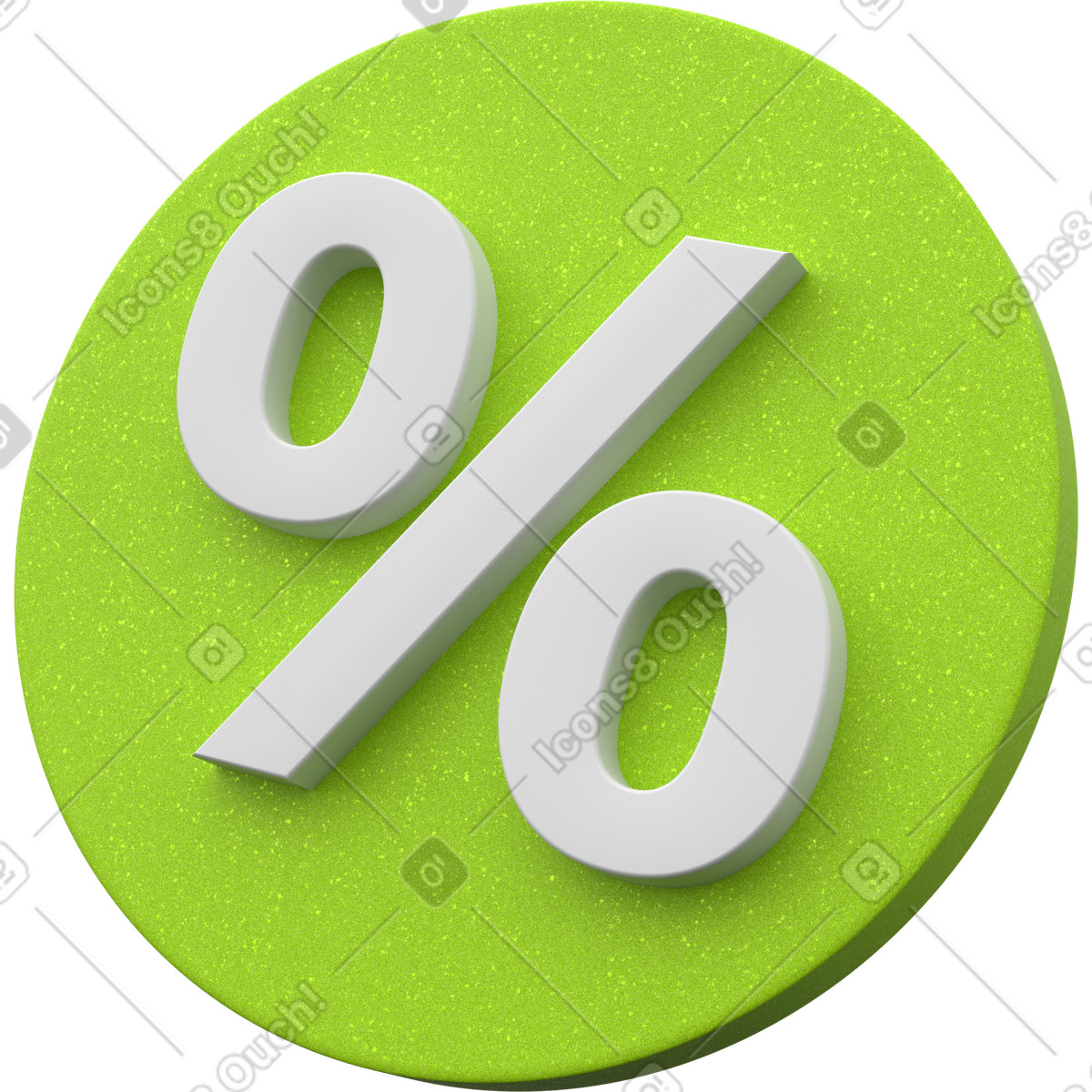 Green round percent sign illustration in 3D Enterprise style download in PNG, SVG