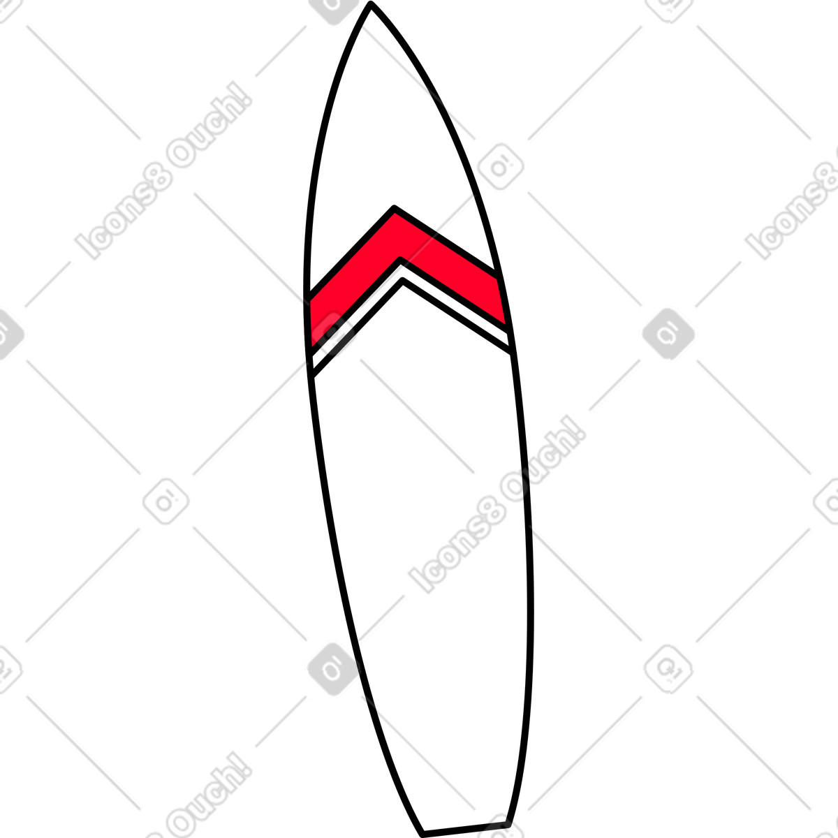Tavola da surf bianca illustrazione in stile Transistor scarica in PNG, SVG