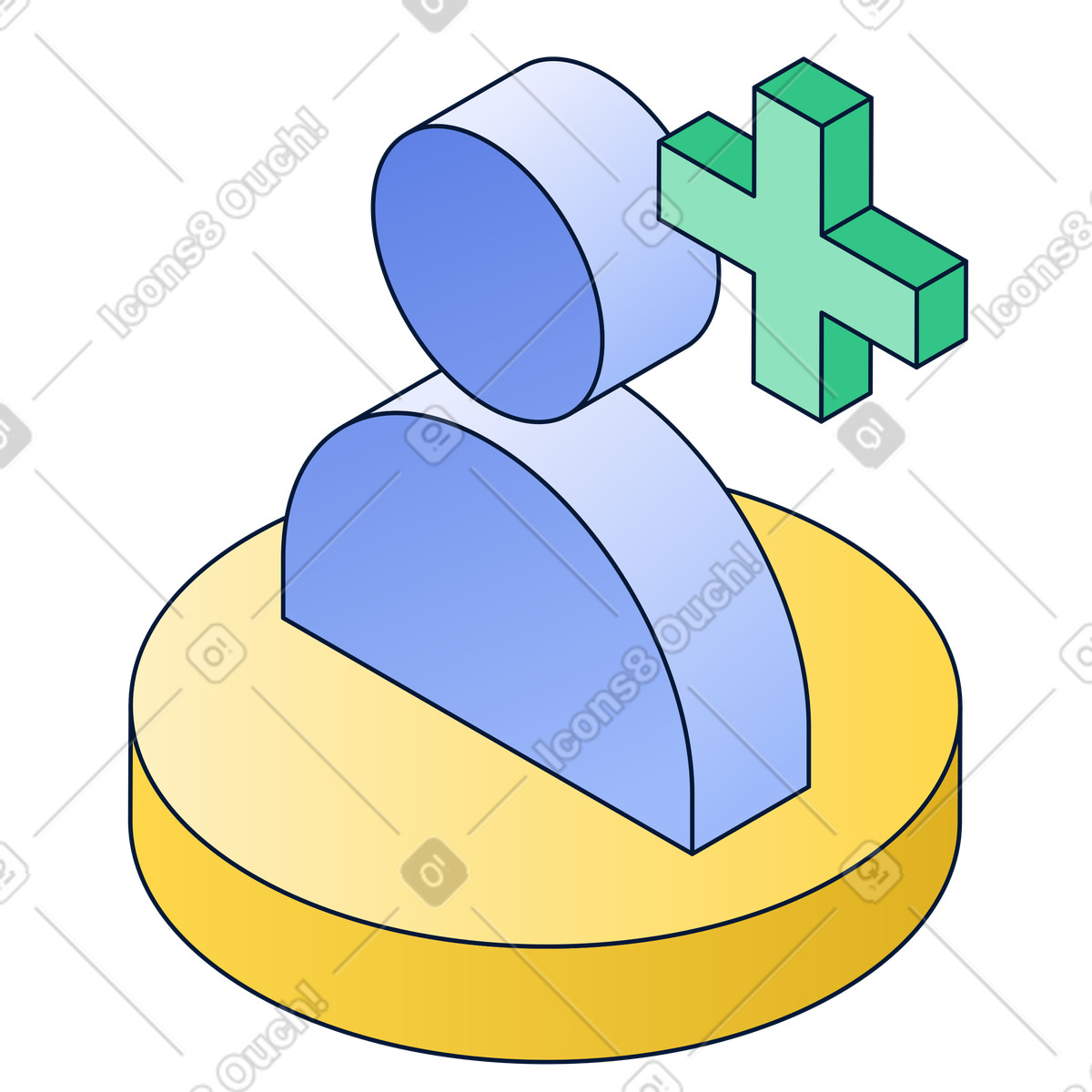 New user icon with plus sign, account creation and signup illustration in Neat style download in PNG, SVG