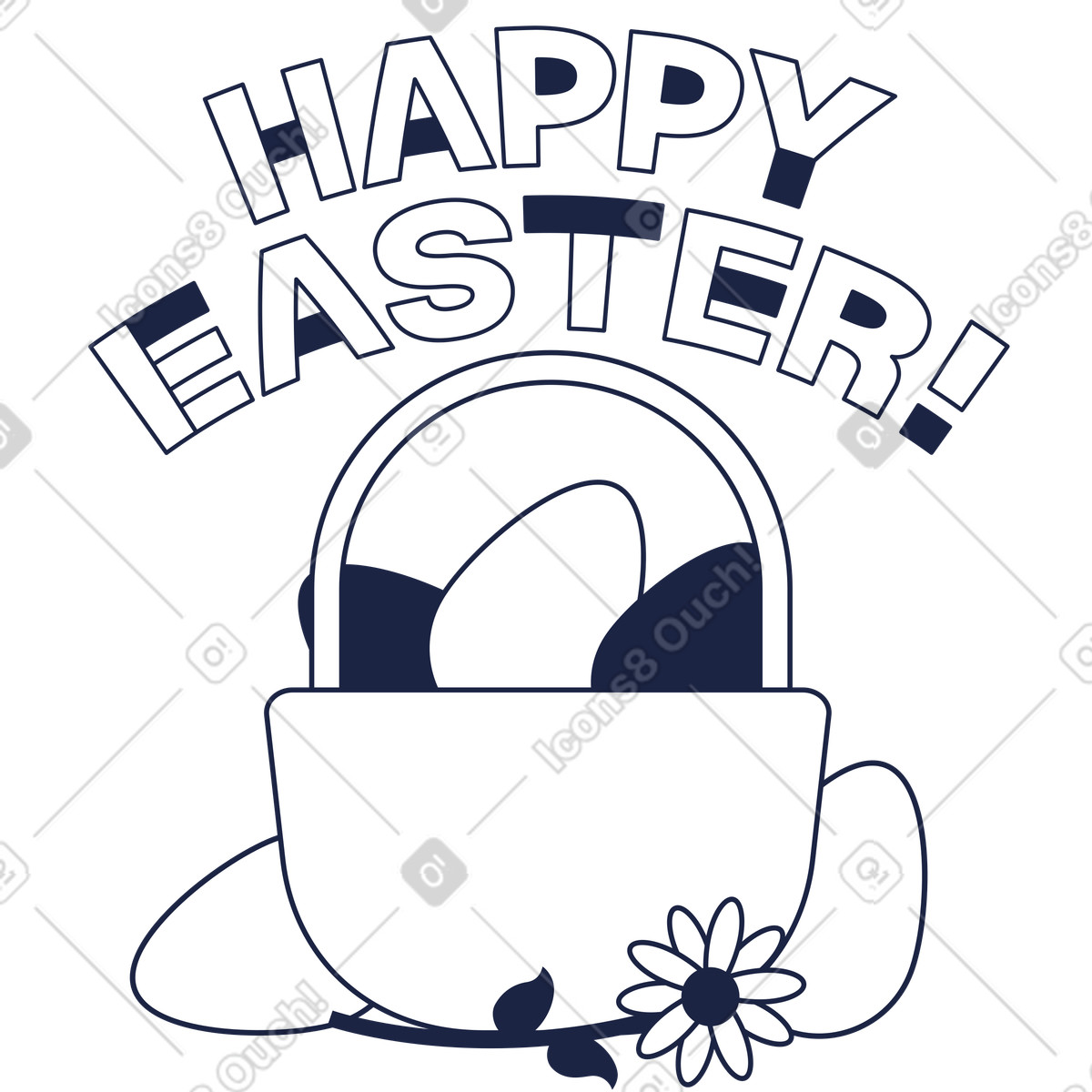 Иллюстрация Basket filled with Easter eggs, Festive decoration в стиле Urban Line — скачать в форматах PNG, SVG
