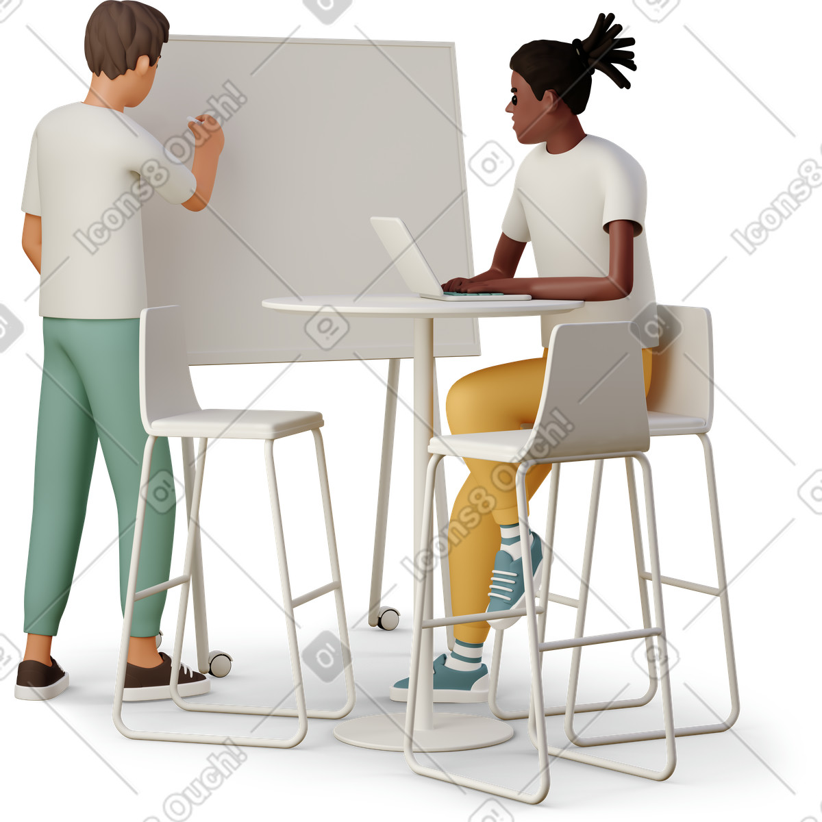 Иллюстрация Young people discussing project в стиле 3D Casual life — скачать в форматах PNG, SVG