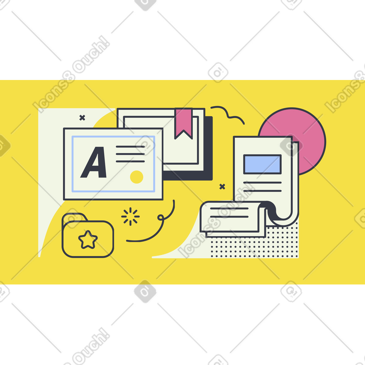 Document flow illustration in PNG, SVG