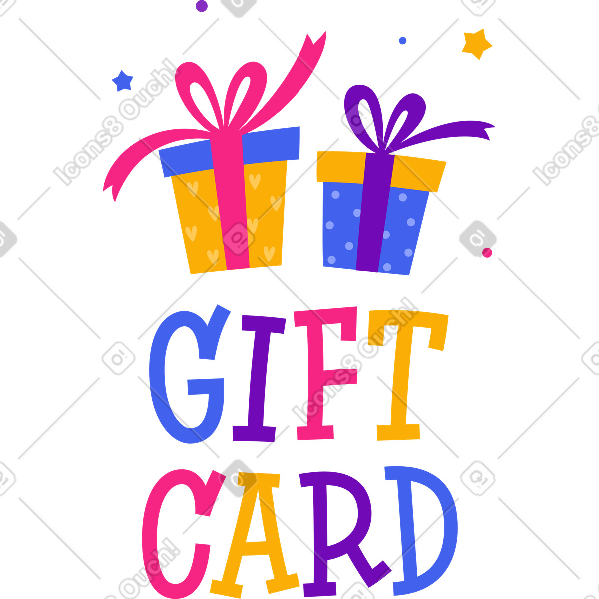 Ilustración Tarjeta de regalo letras con texto regalos en estilo Lettering a descargar en PNG y SVG