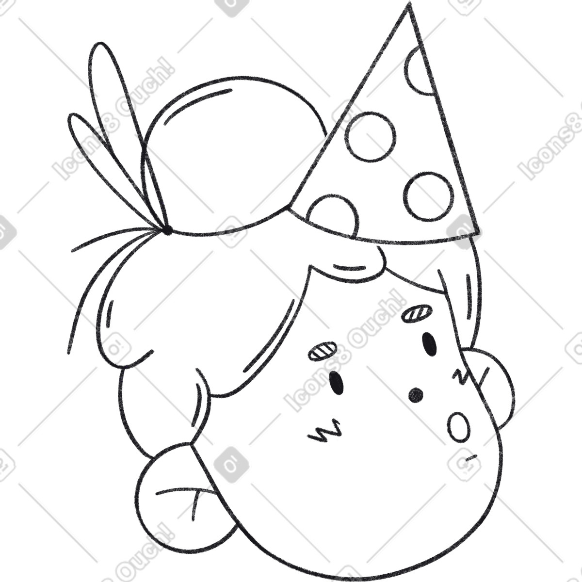 Иллюстрация Girl with a party hat в стиле Bonbon Line — скачать в форматах PNG, SVG