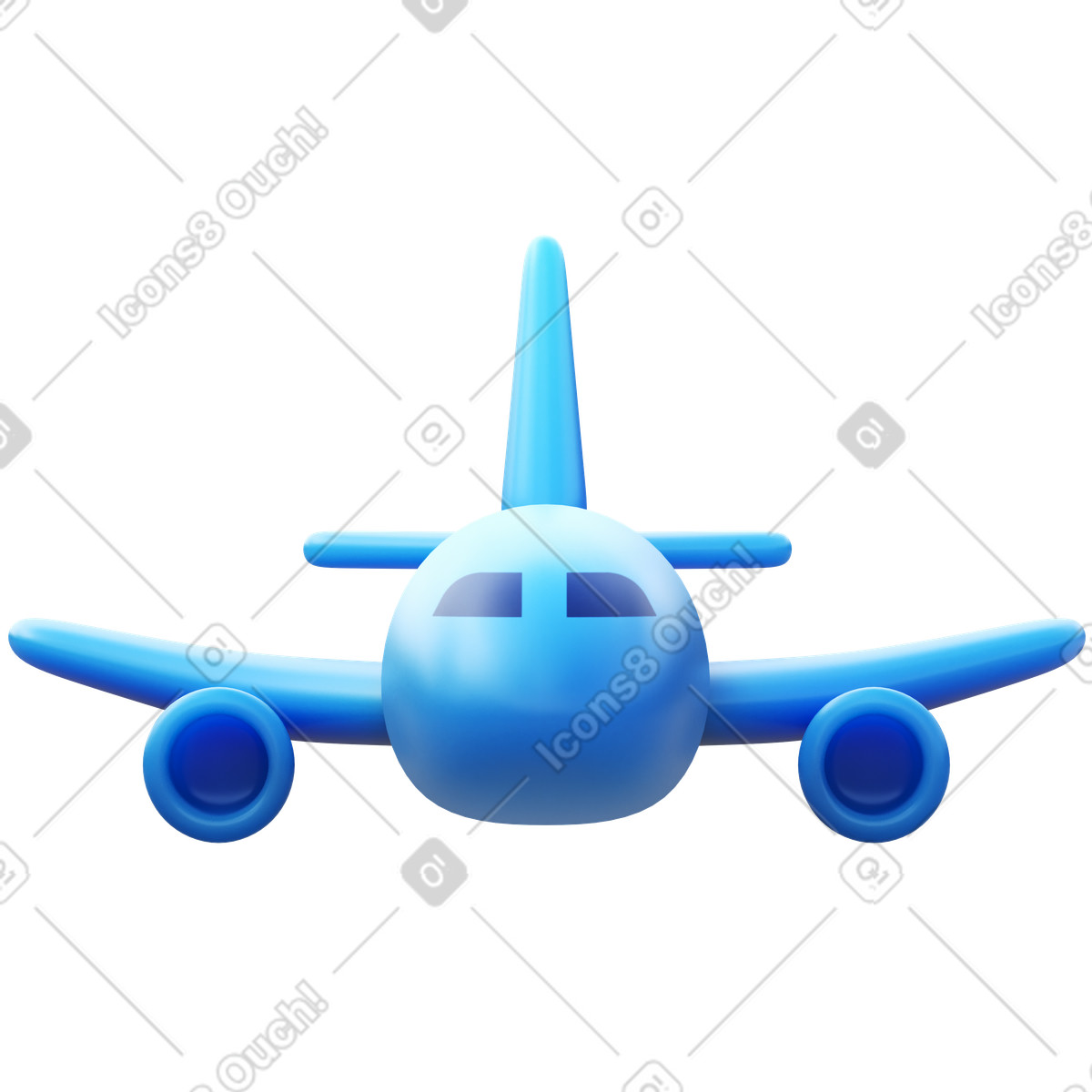 Illustration Vue de face l'avion dans le style 3D Fluency à télécharger aux formats PNG, SVG