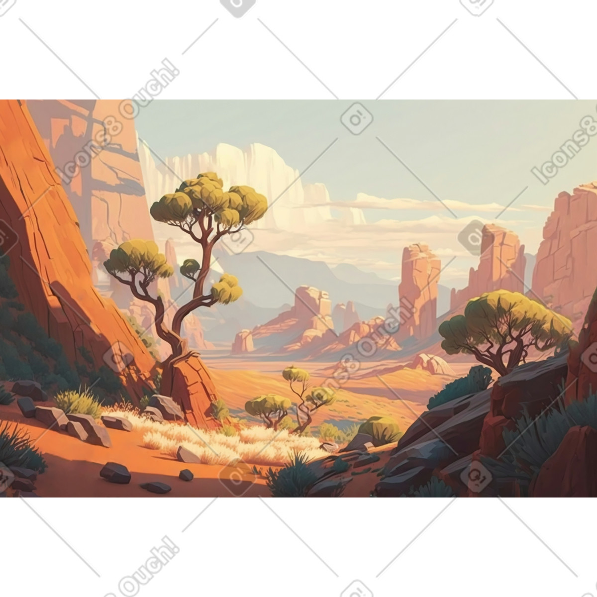 下载 Experimental 风格的 峡谷风景背景 插画，支持 PNG、SVG 格式