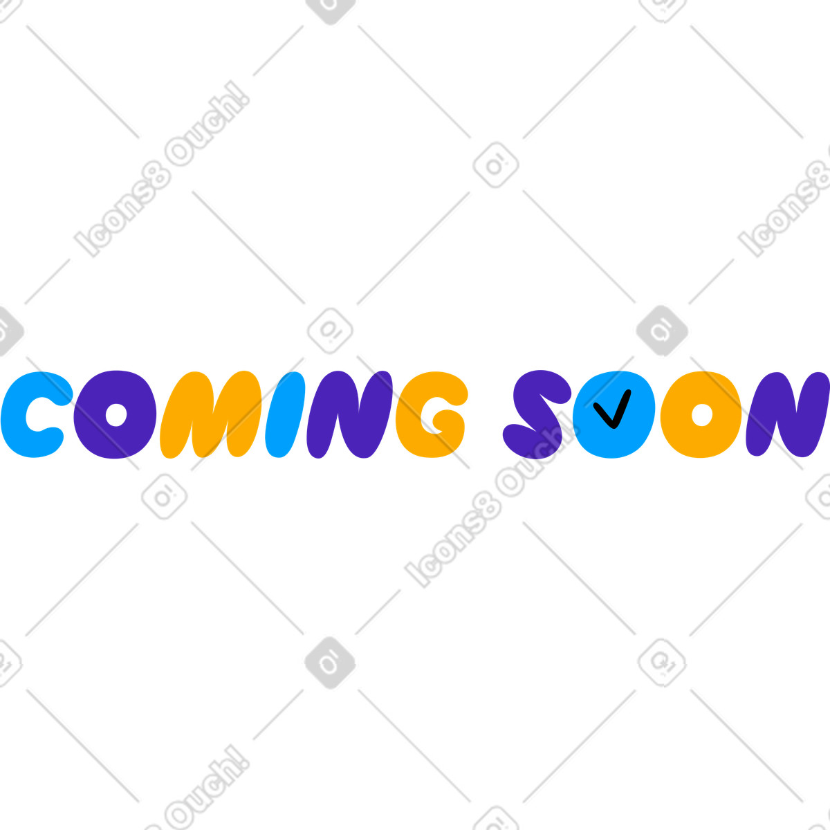 Illustration Autocollant de lettrage gonflé texte bientôt disponible dans le style Lettering à télécharger aux formats PNG, SVG