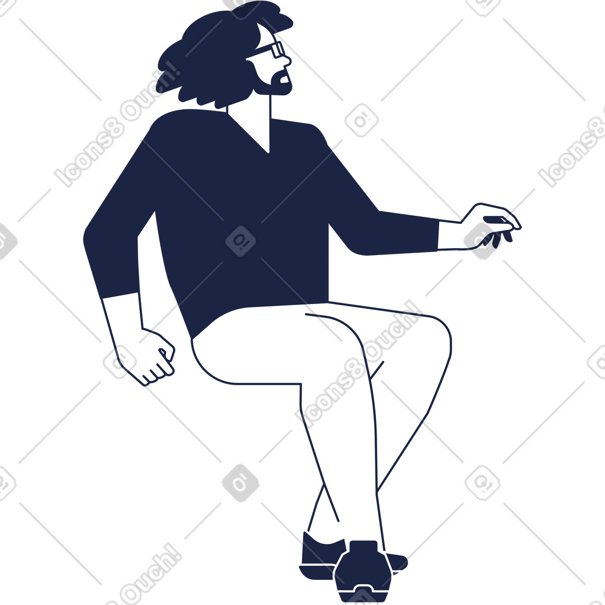 Illustration Office man in glasses sits dans le style Urban Line à télécharger aux formats PNG, SVG