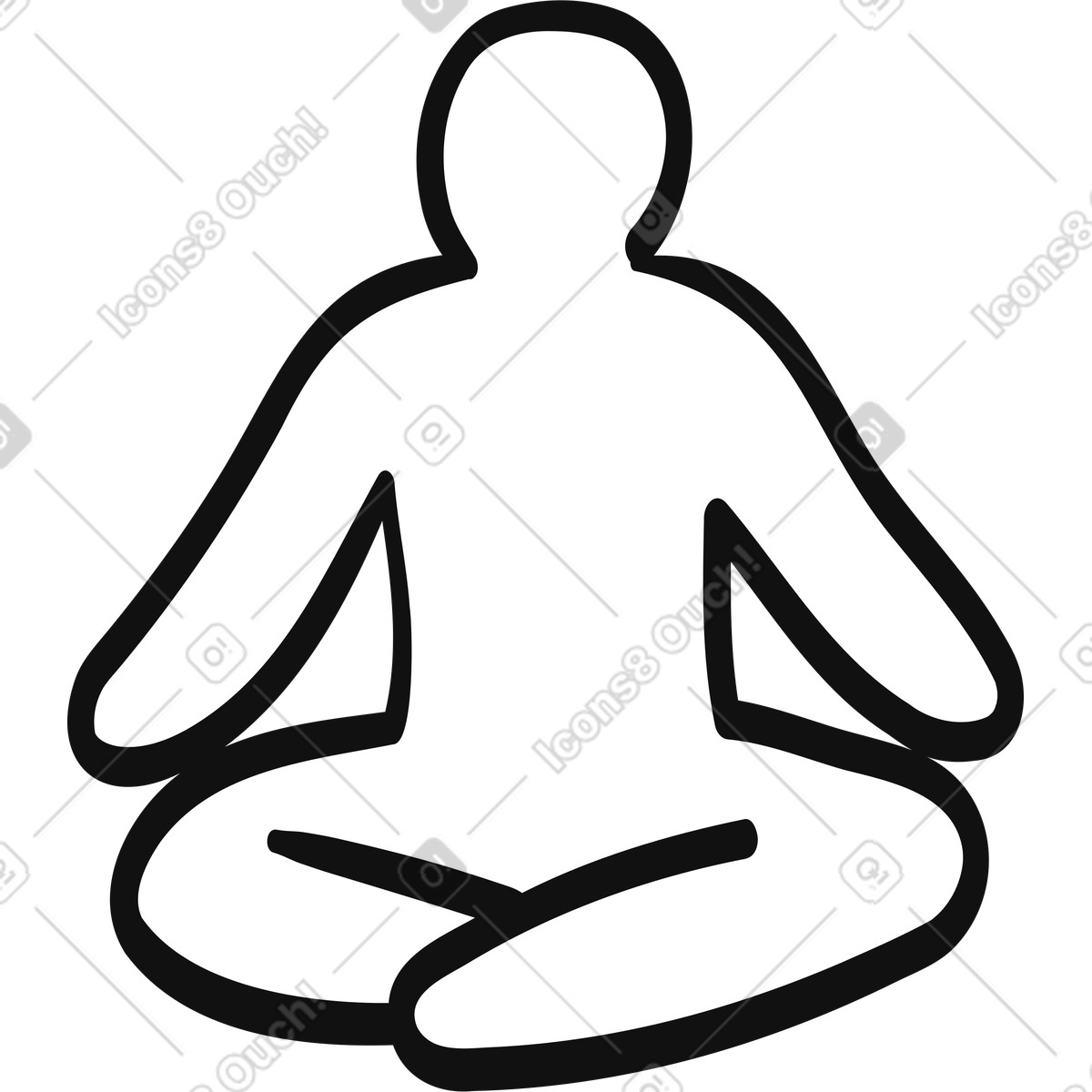 Ilustración Meditation pose silhouette sitting cross legged practicing mindfulness and relaxation en estilo Organic a descargar en PNG y SVG