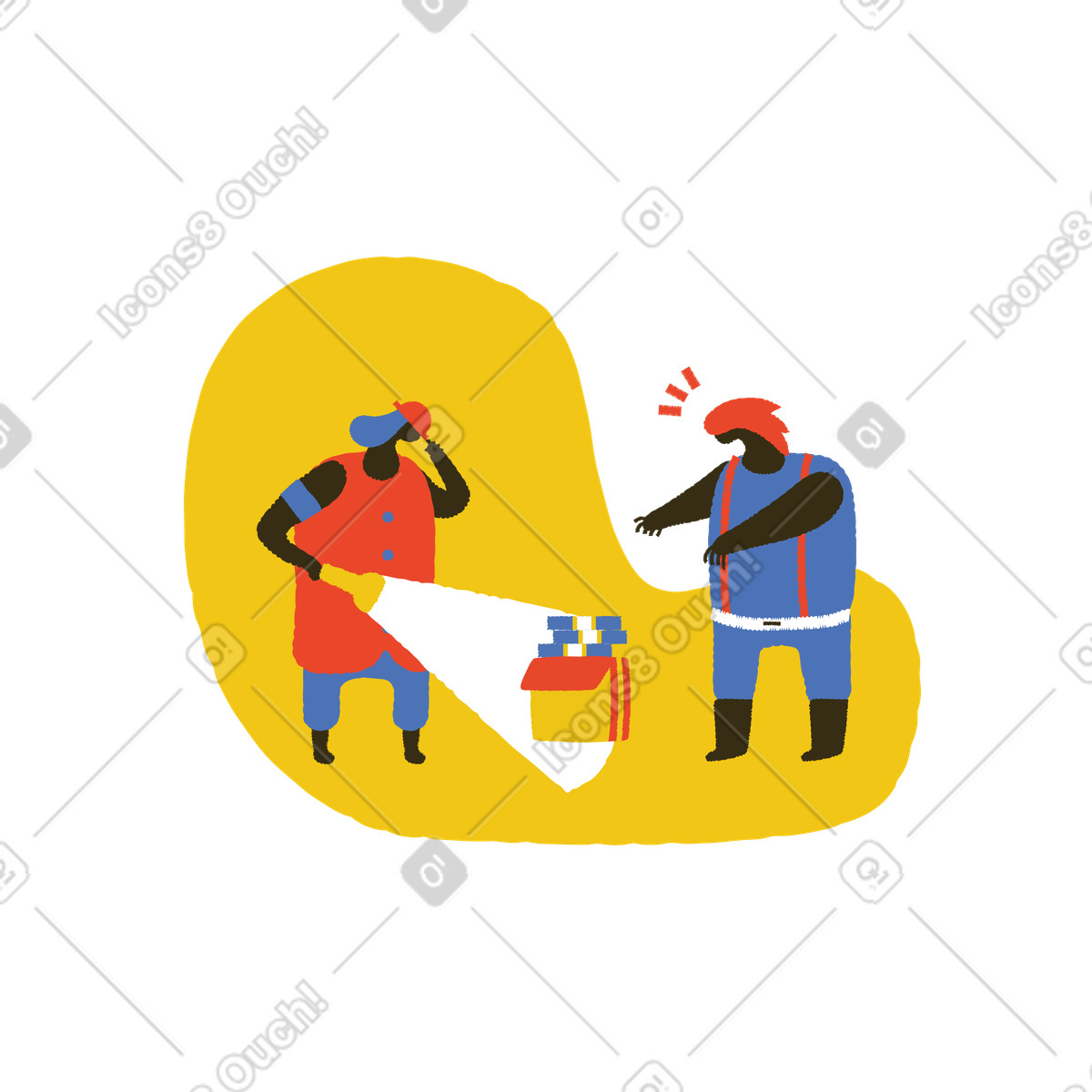 People found treasure in form of banknotes illustration Bermuda style download PNG, SVG