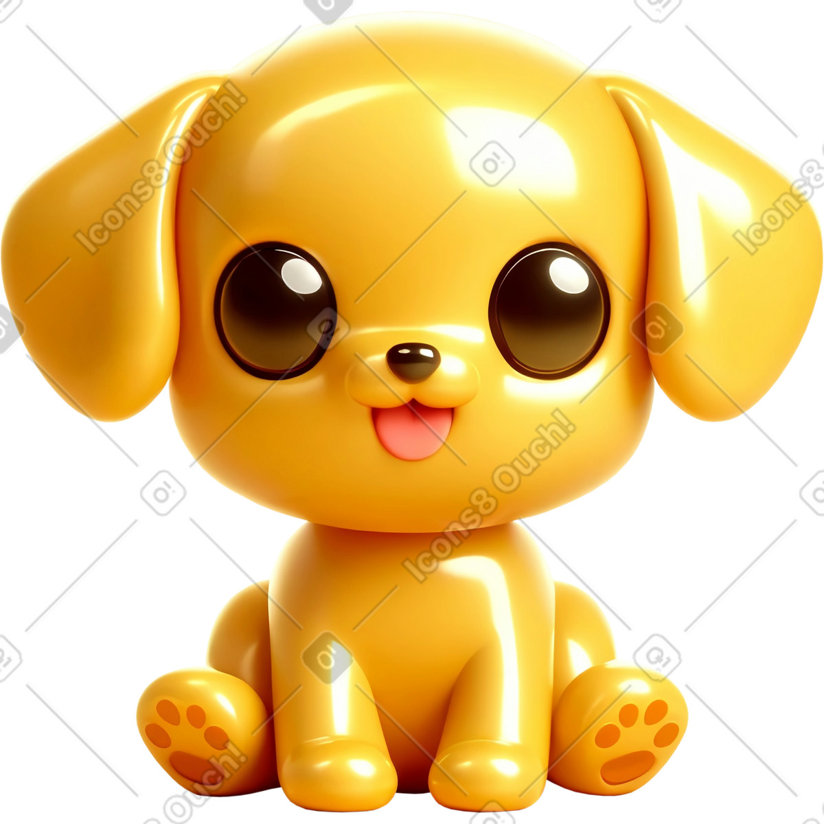 Иллюстрация Желтый щенок в стиле 3D Mini — скачать в форматах PNG, SVG